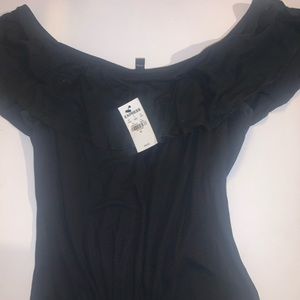 Express off the shoulder thong bodysuit